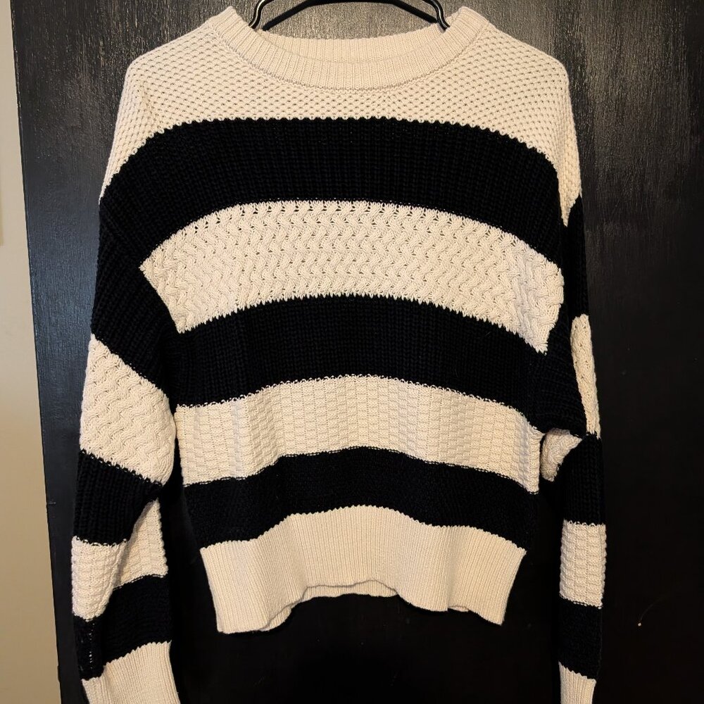 A New Day Black and White stripped sweater
